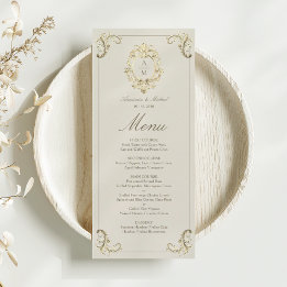 Vintage Goldbarock-Hochzeit Menükarte