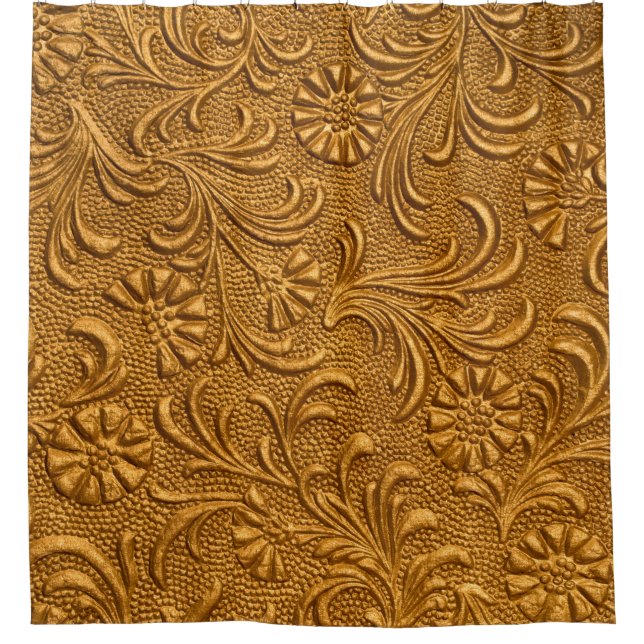 Vintage Goldblumenschmuck Duschvorhang (Vorderseite)