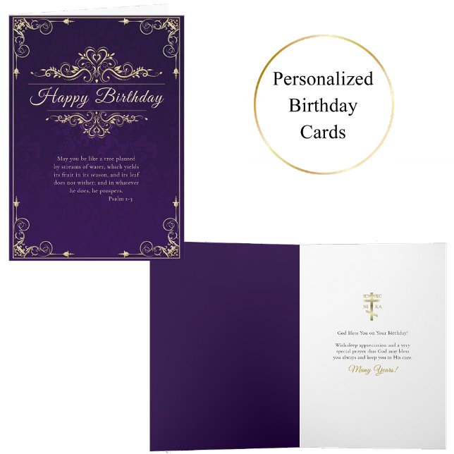 Vintage Goldcrolls Orthodox Geburtstag Karte (Von Creator hochgeladen)