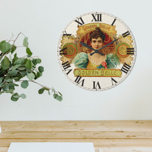 Vintage Golden Belle Große Wanduhr