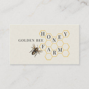 Vintage Golden Biene Logo Honigwabe Imker Visitenkarte