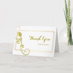 Vintage Golden Floral Curves Hochzeit Danke