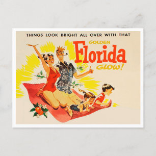 Vintage Golden Florida Glow Reise-Postkarte Postkarte