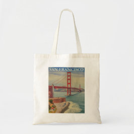 Vintage Golden Gate Bridge, San Francisco Tragetasche