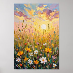 Vintage-Golden-Hour-Wiesen-Kunst Poster
