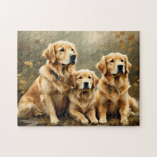 Vintage Golden Retriever Hunde Druck Puzzle