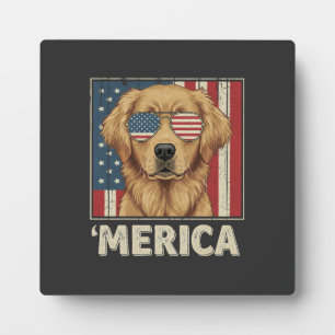 Vintage Golden Retriever 'Merica-Flagge Fotoplatte
