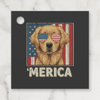 Vintage Golden Retriever 'Merica-Flagge Geschenkanhänger