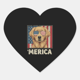 Vintage Golden Retriever 'Merica-Flagge Herz-Aufkleber