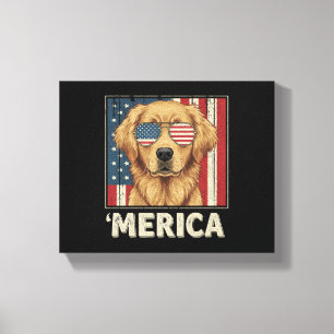 Vintage Golden Retriever 'Merica-Flagge Leinwanddruck