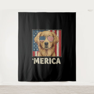 Vintage Golden Retriever 'Merica-Flagge Wandteppich