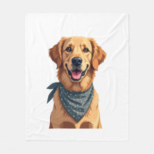 Vintage Golden Retriever-Porträt mit farbenfrohem Fleecedecke