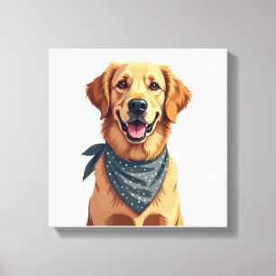 Vintage Golden Retriever-Porträt mit farbenfrohem  Leinwanddruck
