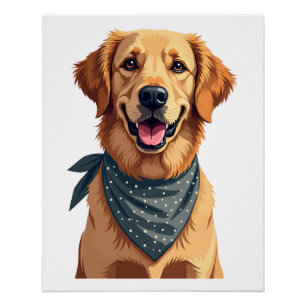 Vintage Golden Retriever-Porträt mit farbenfrohem  Poster