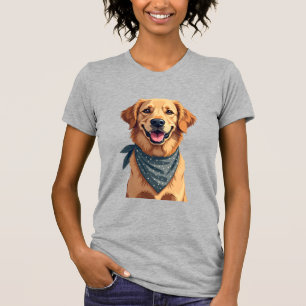 Vintage-Golden-Retriever-Porträt mit farbenfroher  T-Shirt