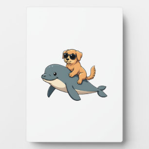 Vintage Golden Retriever reitet auf Belugawal Lust Fotoplatte