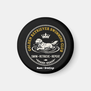 Vintage Golden Retriever Schwimmclub Retro Hund Magnet