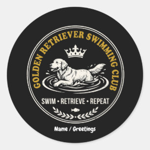 Vintage Golden Retriever Schwimmclub Retro Hund Runder Aufkleber
