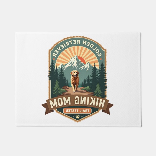 Vintage Golden Retriever Wandernde Mutter Trail Te Fußmatte (Vorderseite)