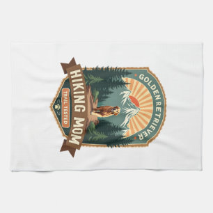 Vintage Golden Retriever Wandernde Mutter Trail Te Geschirrtuch