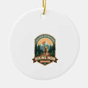 Vintage Golden Retriever Wandernde Mutter Trail Te Keramik Ornament