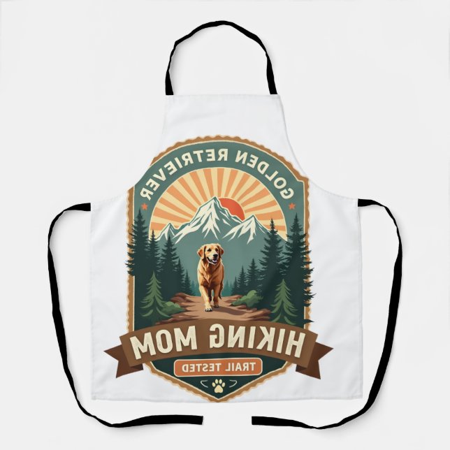 Vintage Golden Retriever Wandernde Mutter Trail-Te Schürze (Vorderseite)