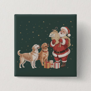 Vintage Golden Retriever Weihnachtsmann Weihnachte Button