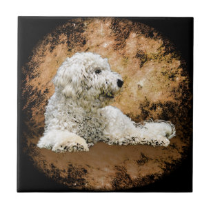 Vintage Goldendoodle Hund Fliese