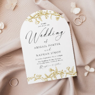 Vintage Goldene Elegante Bogenhochzeit Einladung
