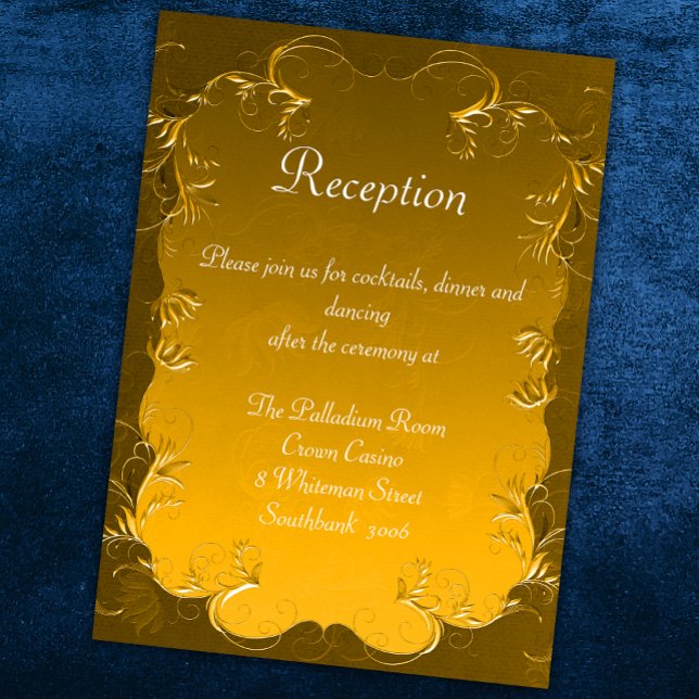 Vintage Goldene Eleganz Hochzeitsempfang Begleitkarte (Von Creator hochgeladen)