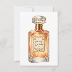 Vintage Goldene Happy Birthay Parfümflasche Karte