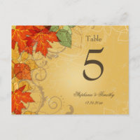 Vintage goldene Herbstblätter Hochzeit Tischzahl