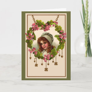 Vintage Goldene Herzen & Kleeblatts - Karte