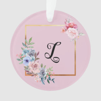 Vintage goldene mehrfarbige Blumen Monogramm Text Ornament