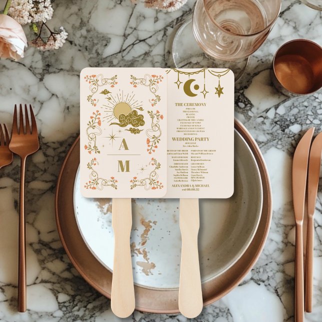 Vintage goldene mystische botanische Hochzeit Fächer (Von Creator hochgeladen)