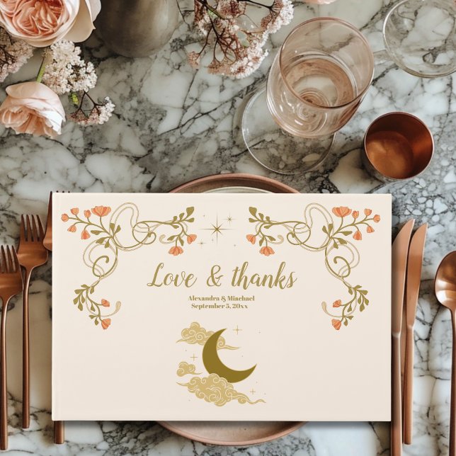 Vintage goldene mystische botanische Hochzeit Gästebuch (Von Creator hochgeladen)