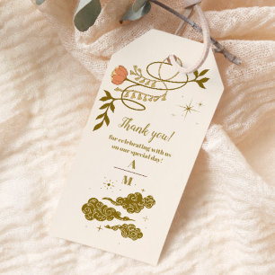Vintage goldene mystische botanische Hochzeit Geschenkanhänger