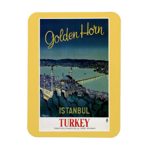 Vintage goldene Reise Horn-Istanbuls die Türkei Magnet