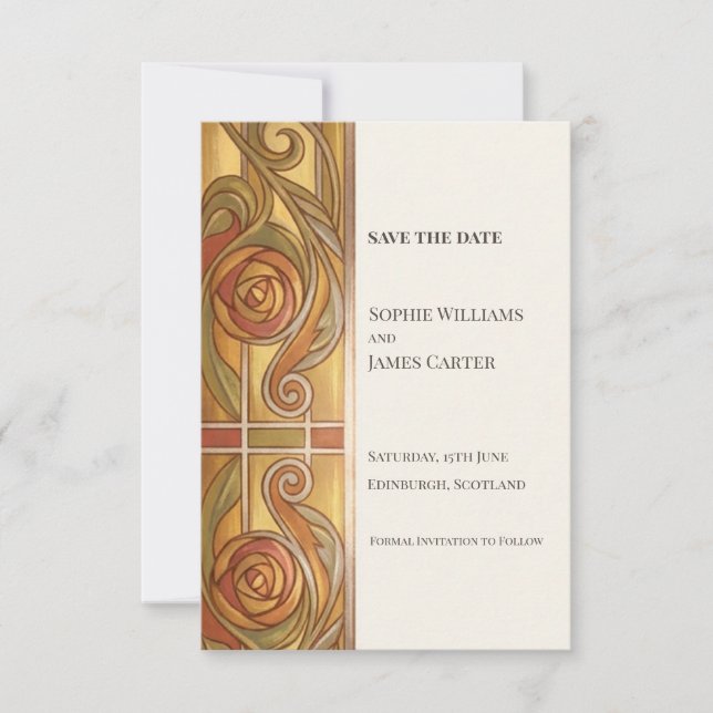 Vintage Goldene Rose Save The Date (Vorderseite)