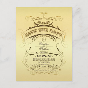 Vintage goldene Save-the-Date-Postkarte Ankündigungspostkarte