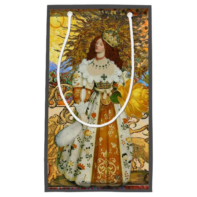 Vintage Goldene Sonne: Leo Zodiac Kunstgalerie Kleine Geschenktüte (Vorderseite)