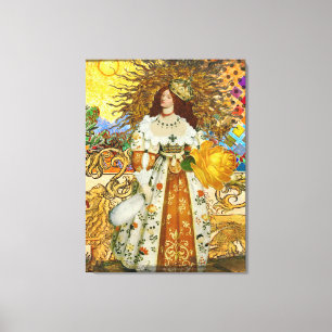 Vintage Goldene Sonne: Leo Zodiac Kunstgalerie Leinwanddruck