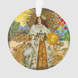 Vintage Goldene Sonne: Leo Zodiac Kunstgalerie Ornament
