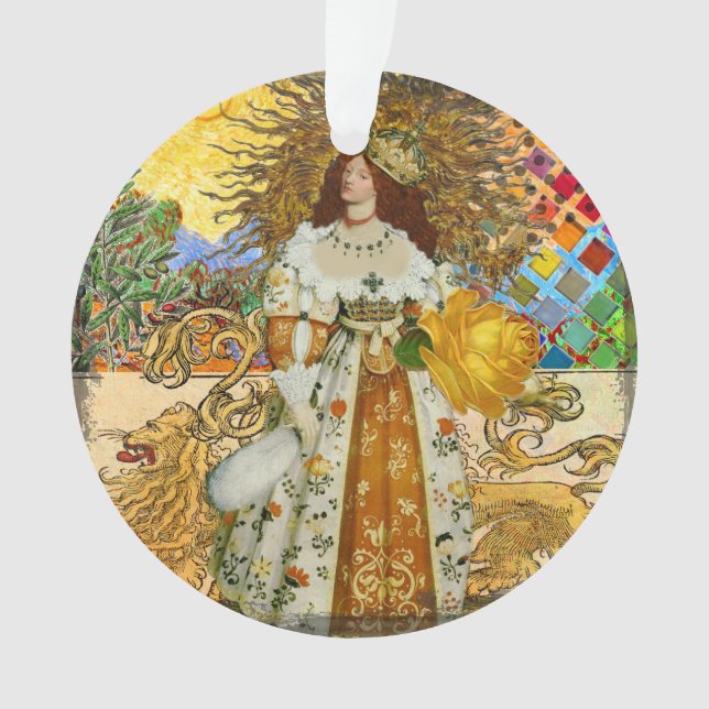 Vintage Goldene Sonne: Leo Zodiac Kunstgalerie Ornament (Vorderseite)