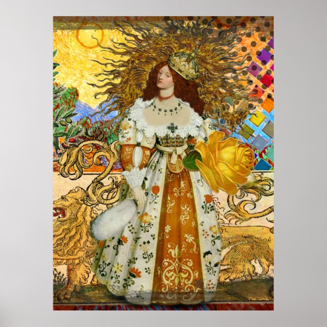Vintage Goldene Sonne: Leo Zodiac Kunstgalerie Poster (Vorne)