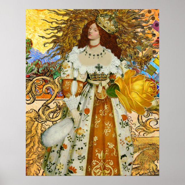 Vintage Goldene Sonne: Leo Zodiac Kunstgalerie Poster (Vorne)
