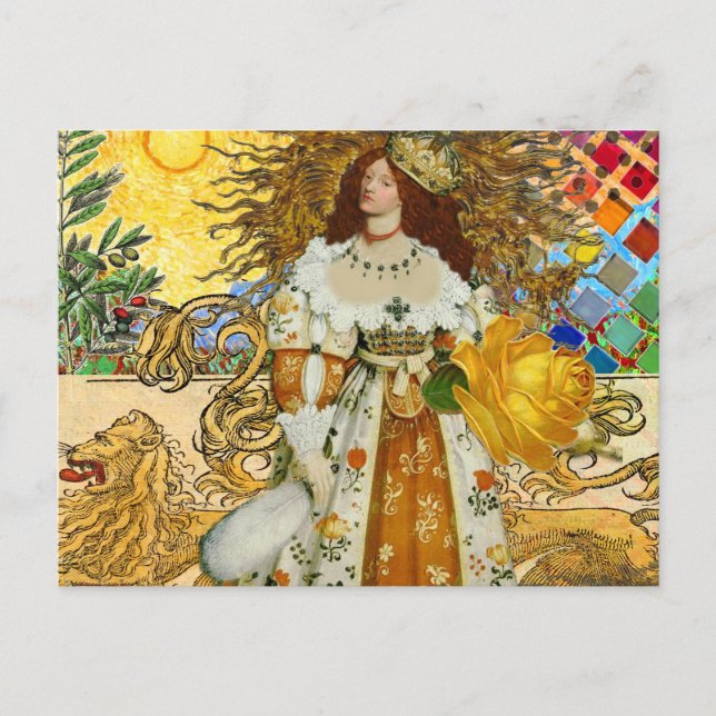 Vintage Goldene Sonne: Leo Zodiac Kunstgalerie Postkarte (Vorderseite)