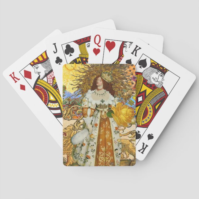 Vintage Goldene Sonne: Leo Zodiac Kunstgalerie Spielkarten (Rückseite)