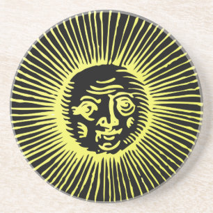 Vintage Goldene Sonne Sandstein Untersetzer