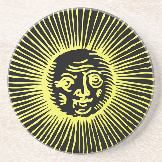 Vintage Goldene Sonne Sandstein Untersetzer (Vorne)